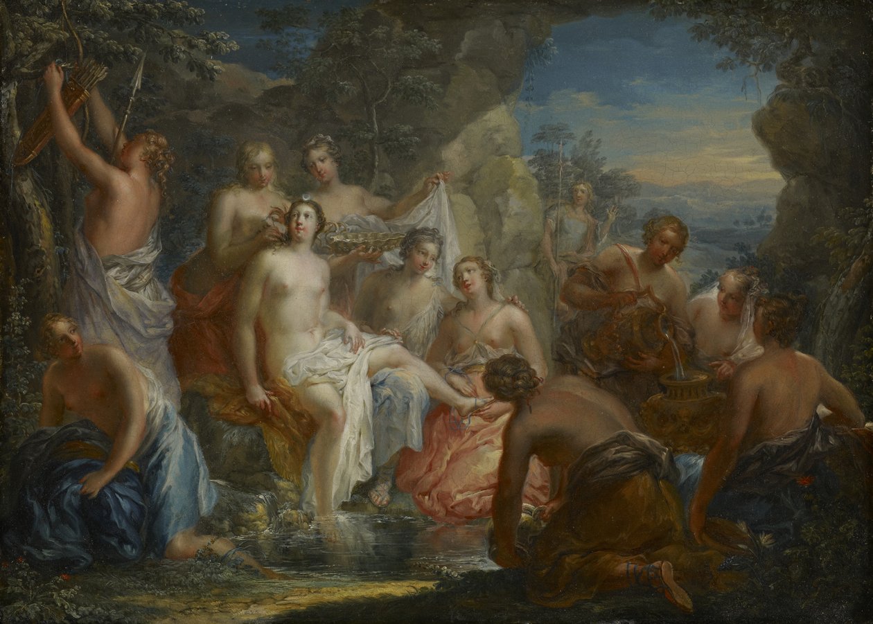 The Bath of Diana, cca 1730 (olej na mědi) od Johann Georg Platzer