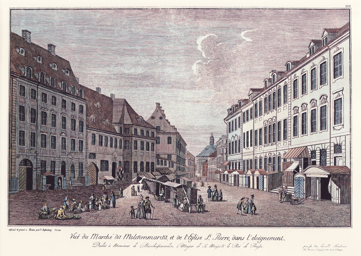 Pohled na syrovátkový trh ve starém Berlíně / zemi od Johann Georg Rosenberg