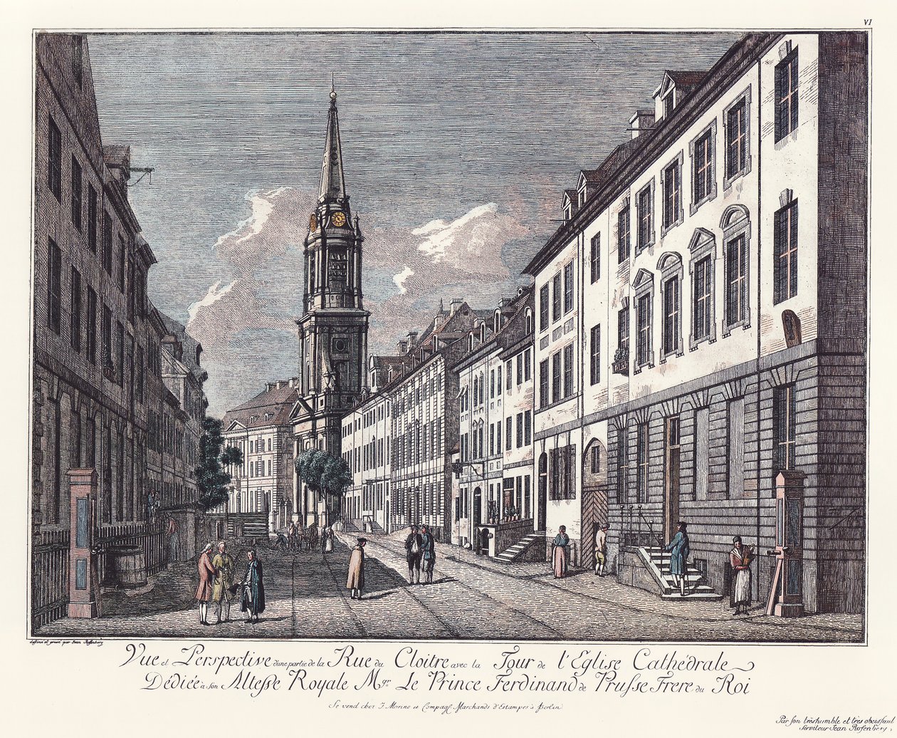 Pohled na Klosterstrasse s Parochialkirche, Starý Berlín od Johann Georg Rosenberg