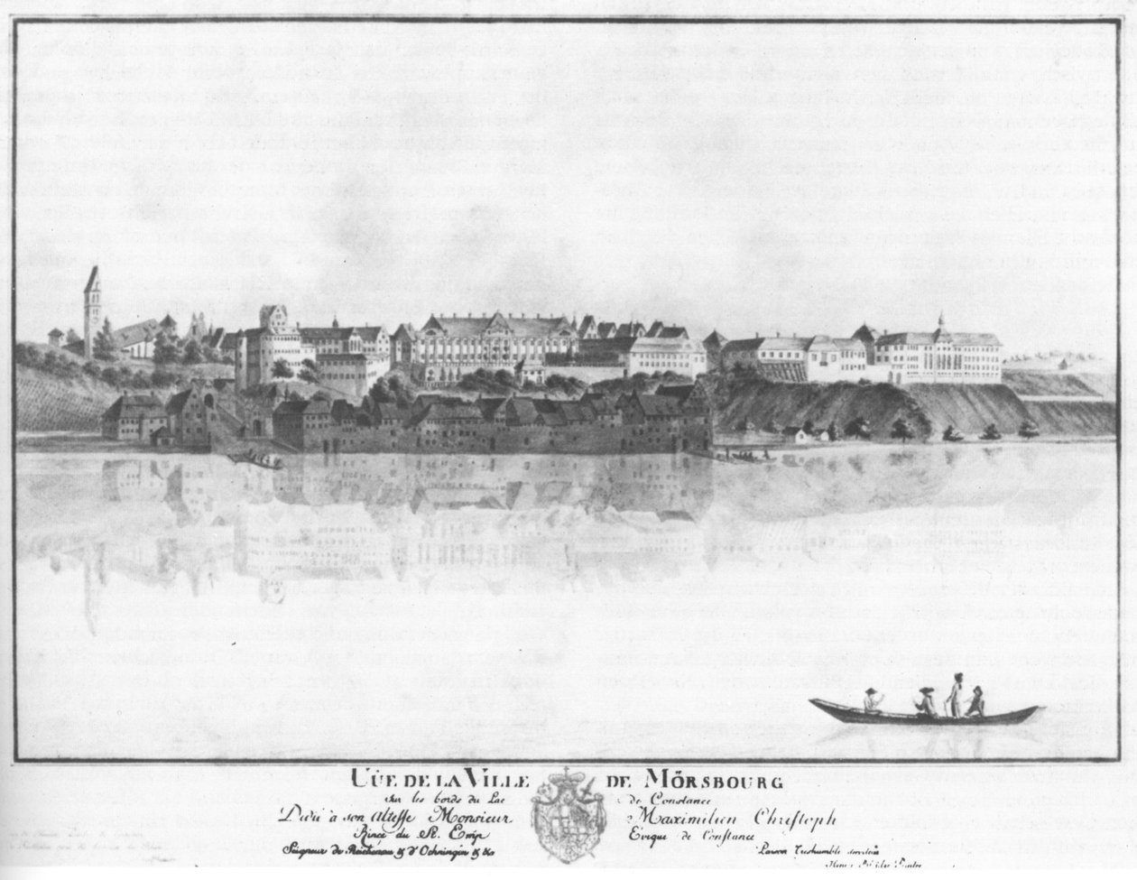 Pohled na město Meersburg od jezera. od Johann Heinrich Bleuler