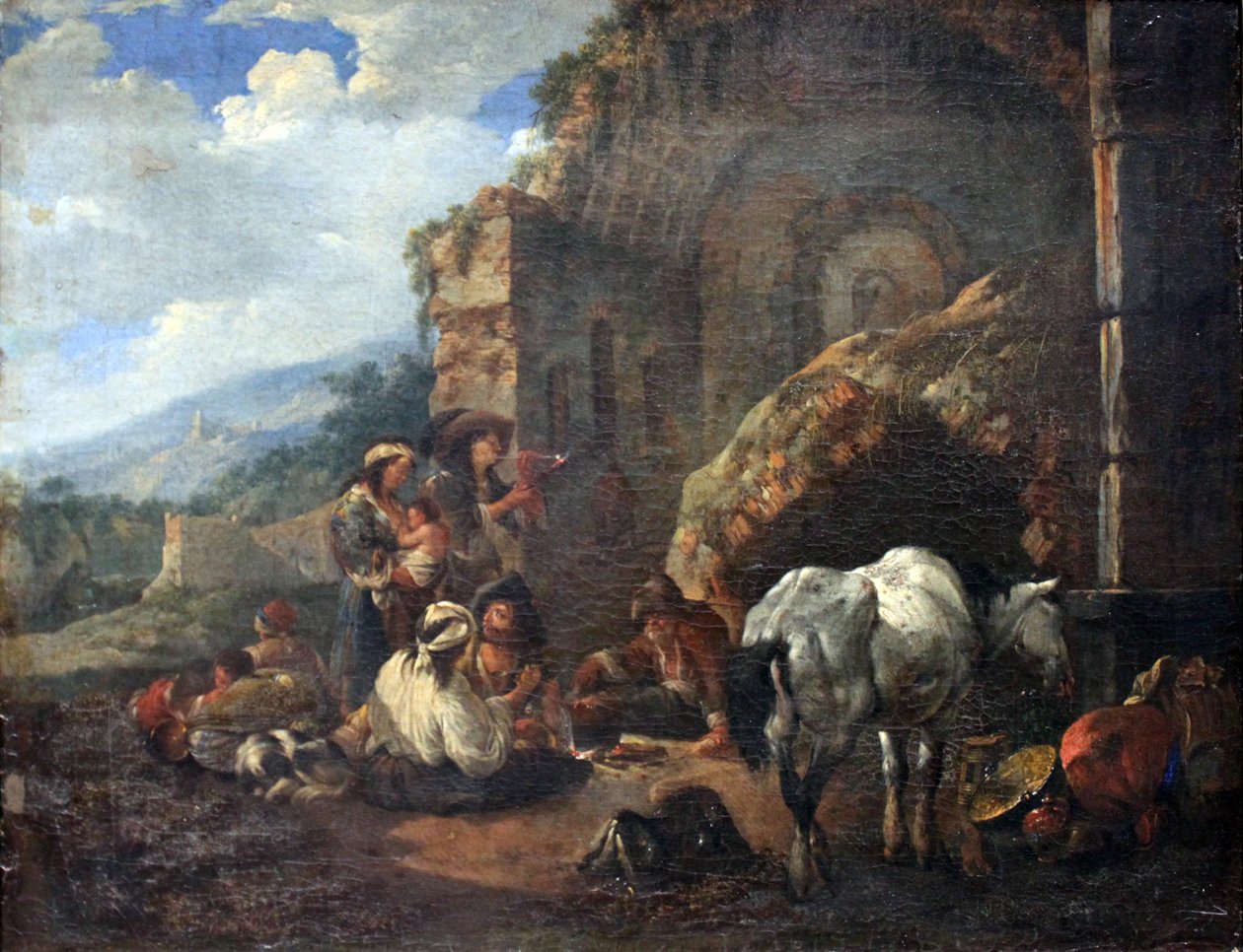 Cikánský tábor v římské ruině od Johann Heinrich Roos