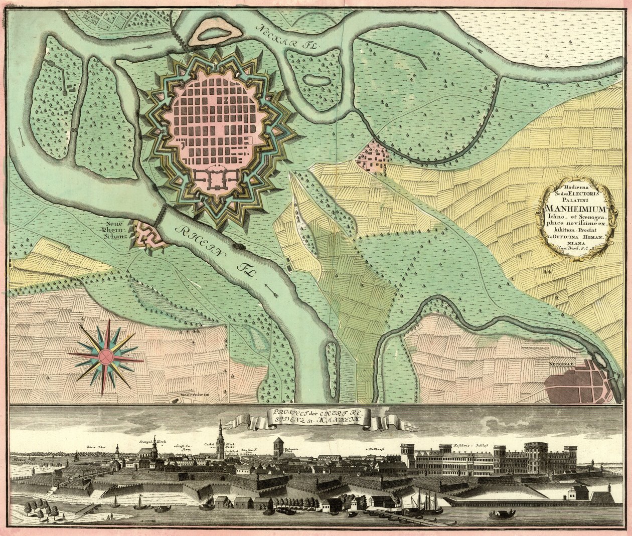 Prospect der Chief. Obyvatelé v. Manheim od Johann Baptista Homann