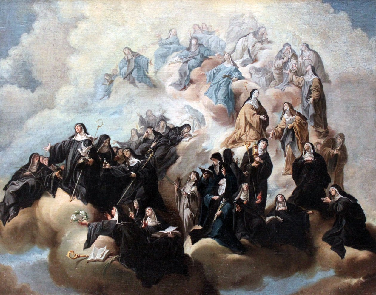 Svatý. Scholastica s jeptiškami benediktinského řádu a jeho větví od Johann Jakob Zeiller