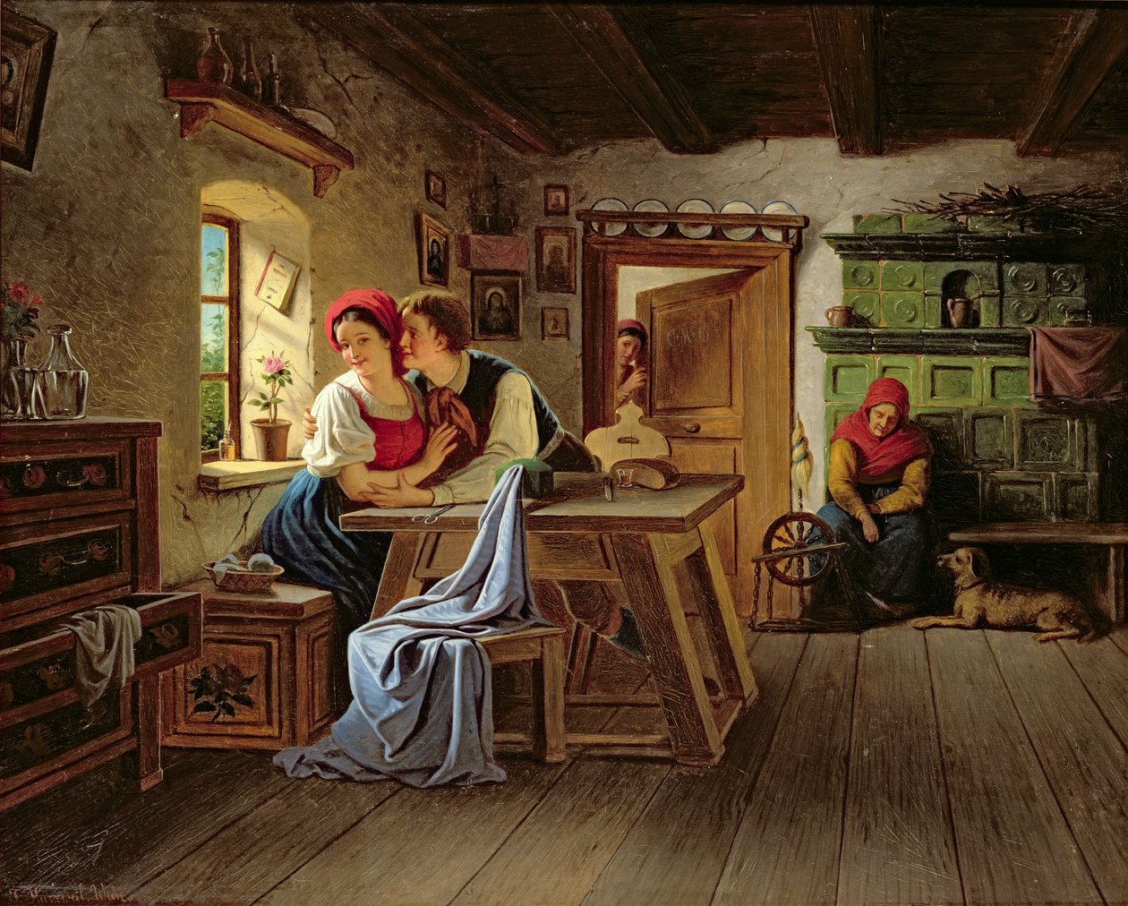 Milenci v kuchyni od Johann Kurtweil