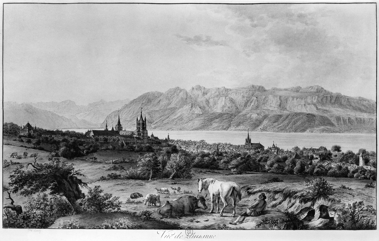 Pohled na Lausanne od Johann Ludwig Aberli