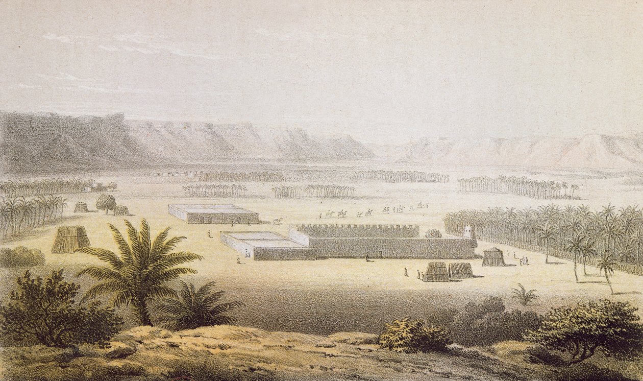 Oáza Ghat a její plantáže v roce 1850, z 