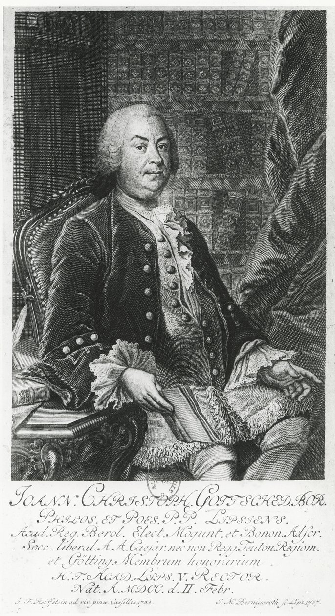 Portrét Johanna Christopha Gottscheda od Johann Martin Berningeroth
