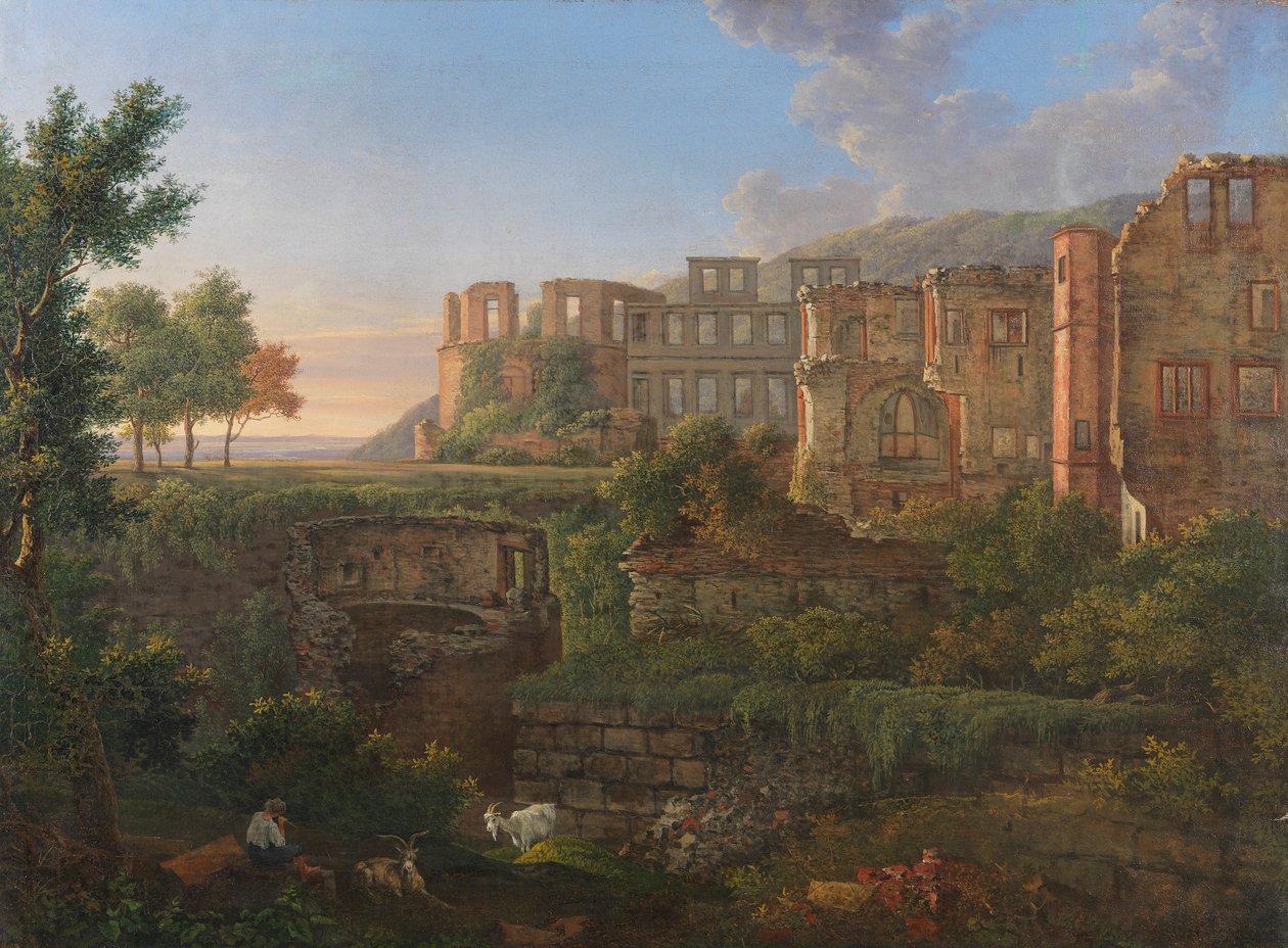 Pohled na hrad Heidelberg od Johann Martin von Rohden
