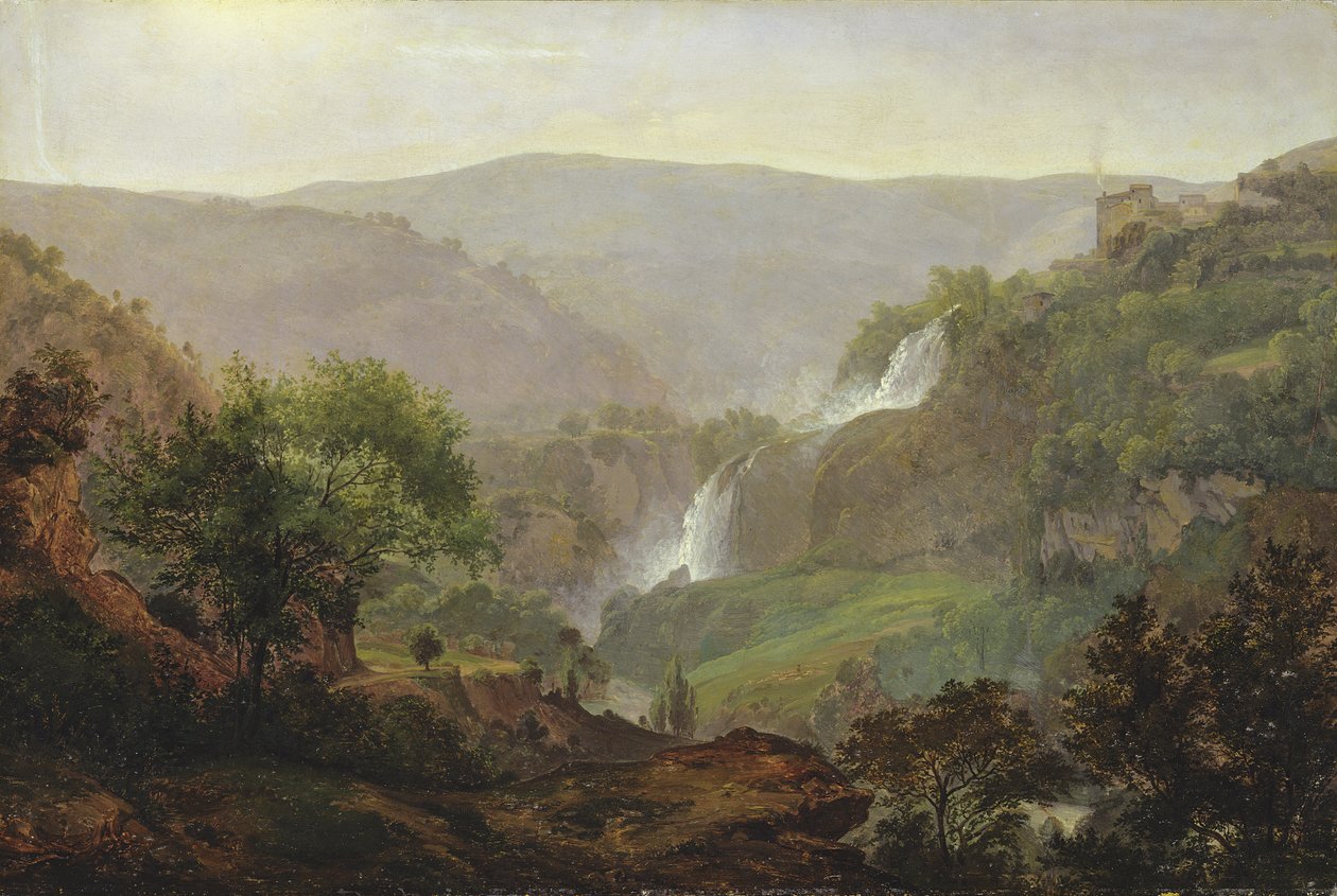 Vodopád poblíž Tivoli, kolem roku 1808 (olej na papíře na plátně) od Johann Martin von Rohden