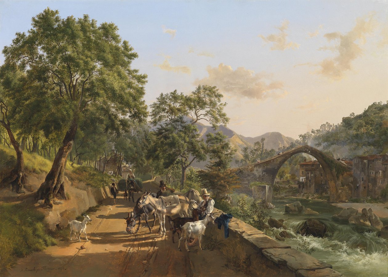 Odpočinek na silnici (most Loro Ciuffenna, Arezzo) od Johann Nepomuk Rauch