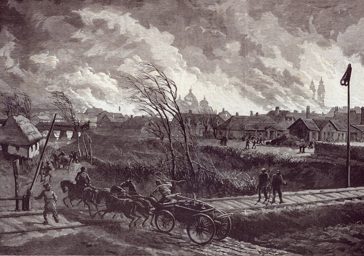 Spálení Stry, poblíž Lembergu, z The Illustrated London News, 1. května 1845 od Johann Nepomuk Schonberg