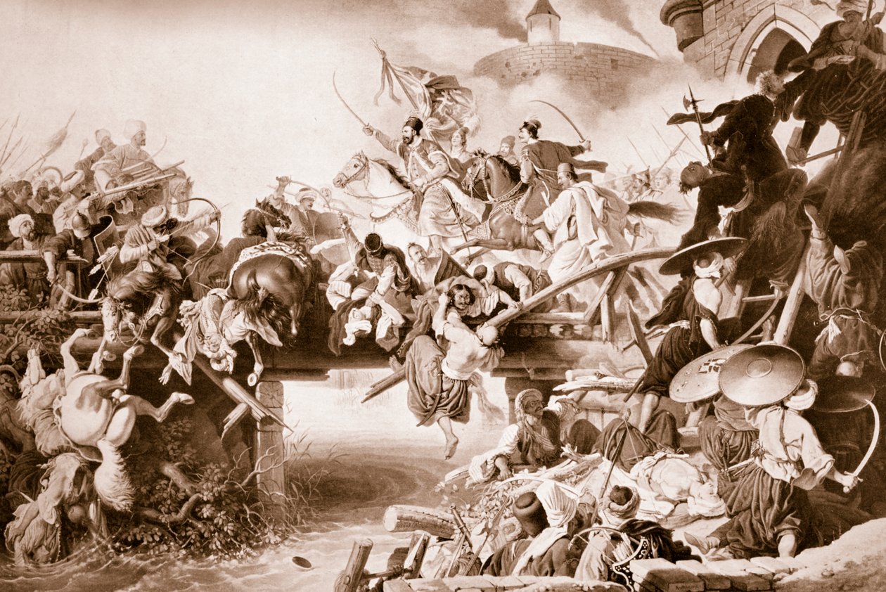 Sortie of Zrinyi během obrany Szigetvaru proti Turkům, 1566, 1825 od Johann Peter Krafft
