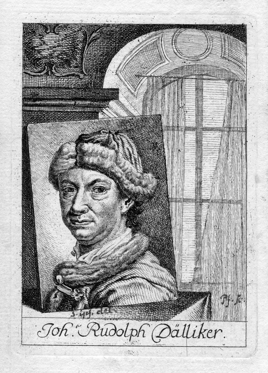 rytý autoportrét od Johann Rudolf Dälliker