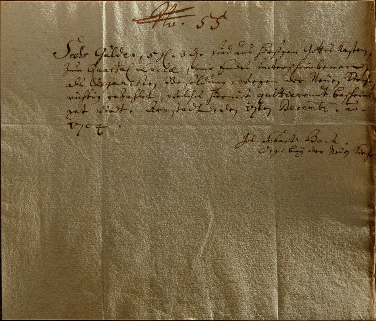 Potvrzení o odměně, 17. prosince 1704 (pero a inkoust na papíře) od Johann Sebastian Bach