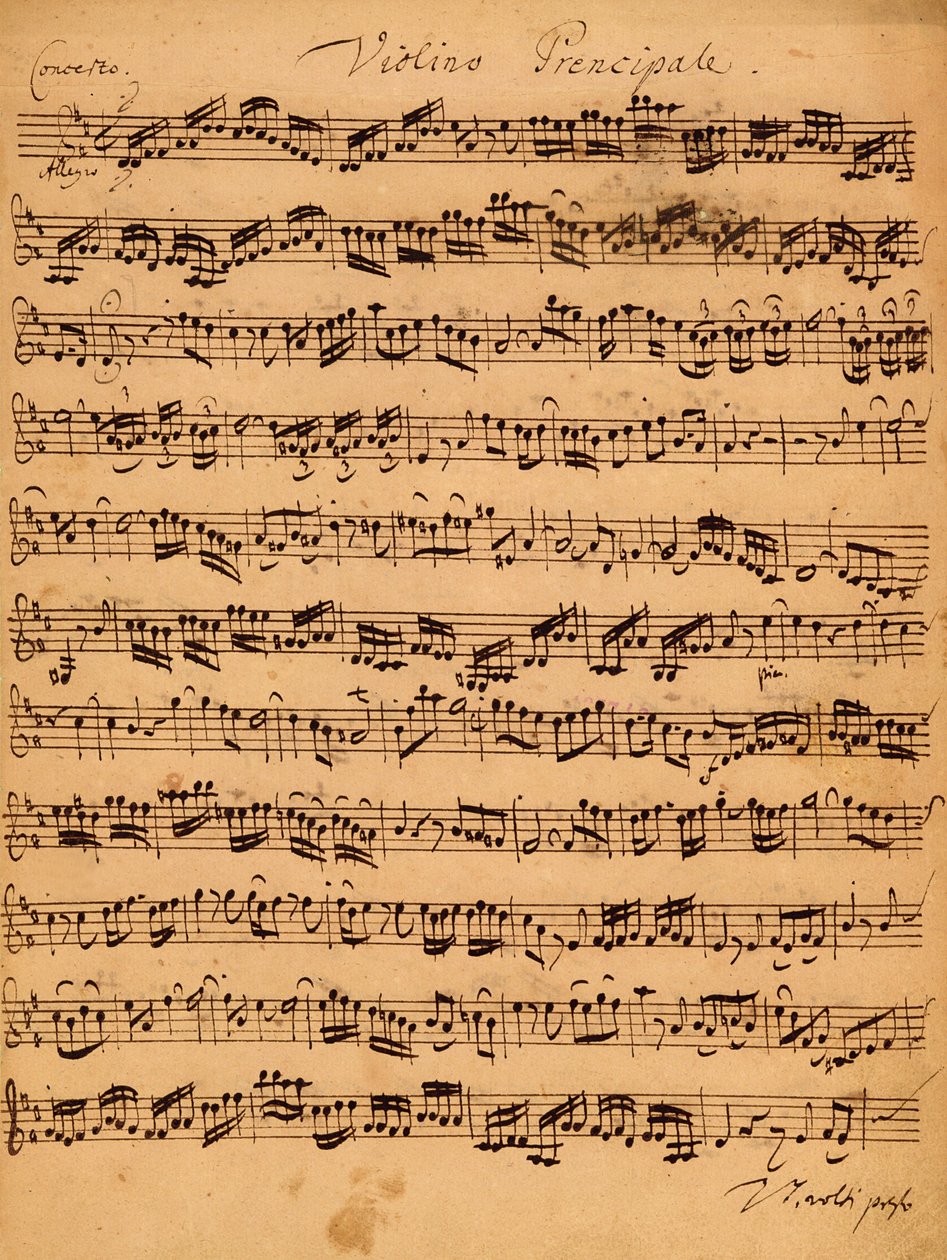 Brandenburger Concertos, No.5 D-Dur, 1721 (pero a inkoust na papíře) (viz také 308416) od Johann Sebastian Bach