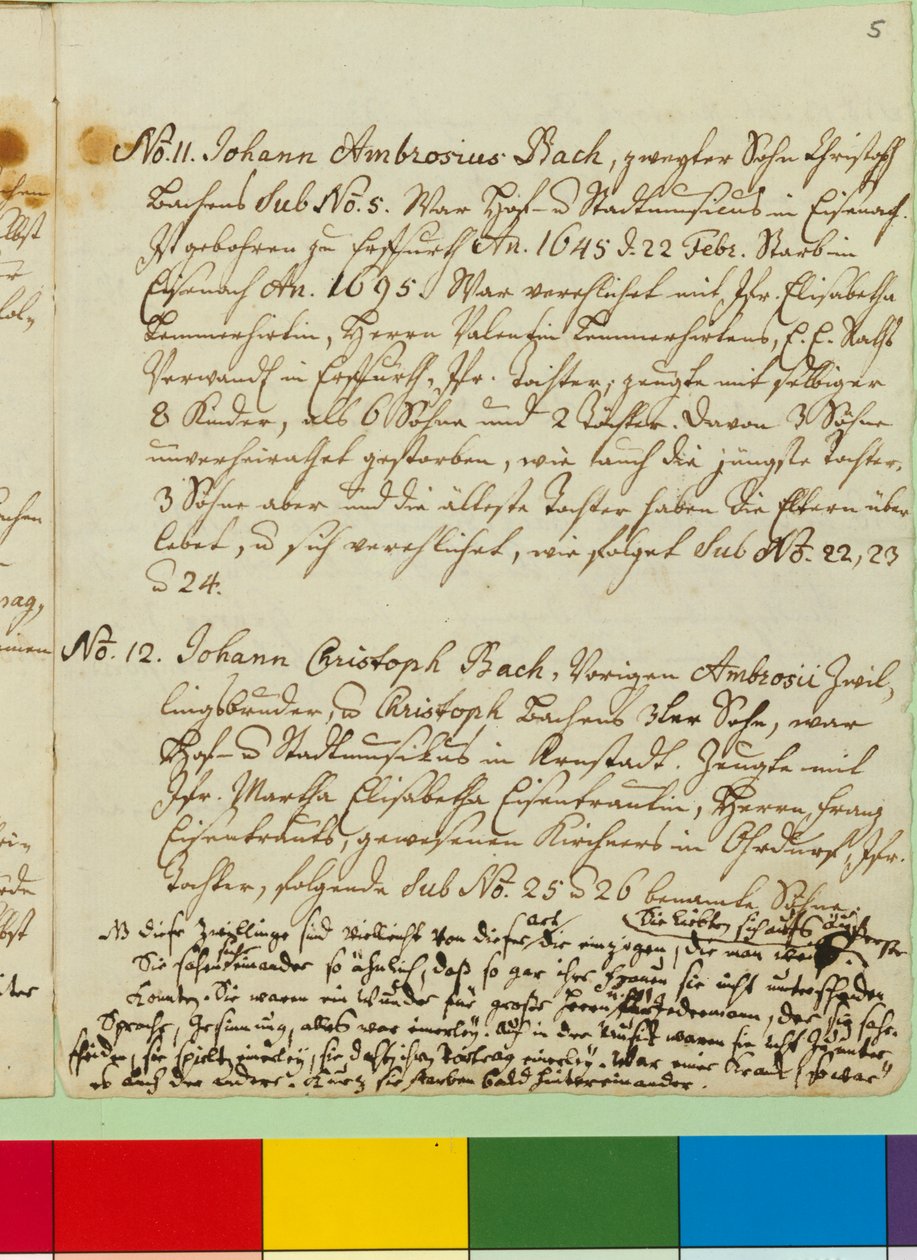 Původ rodiny hudebních Bachů, (pero a inkoust na papíře) od Johann Sebastian Bach
