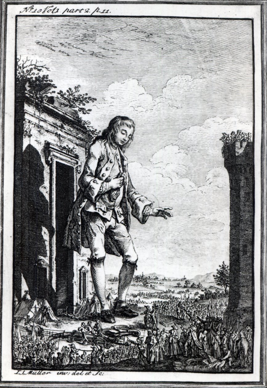 Gulliver mezi liliputány, ilustrace z 