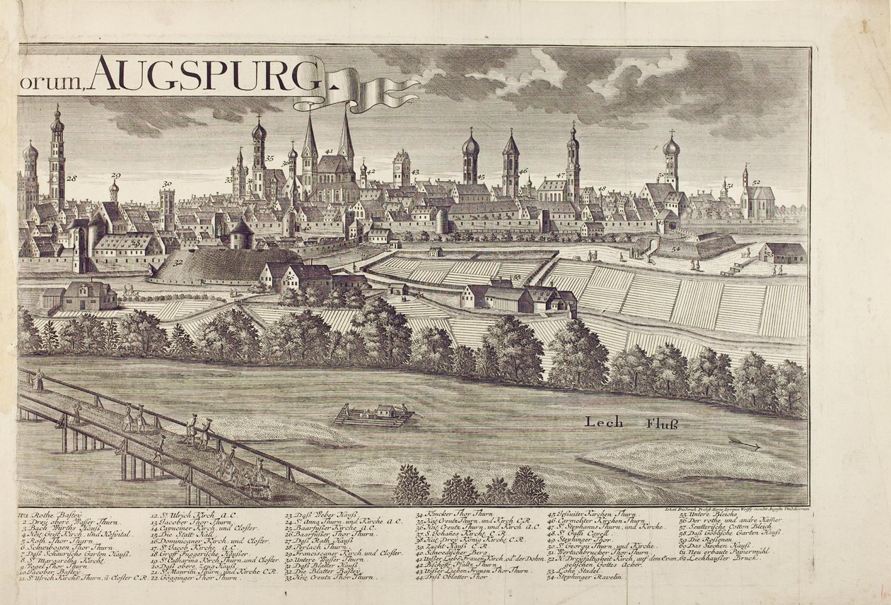Panoramatický výhled na Augsburg (viz také 273944) od Johann Thomas Kraus