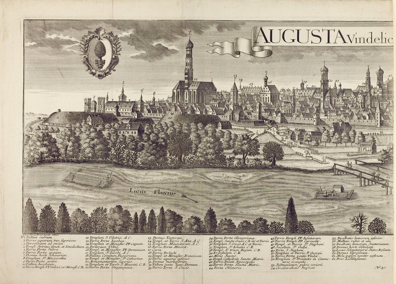 Panoramatický výhled na Augsburg (viz také 273945) od Johann Thomas Kraus