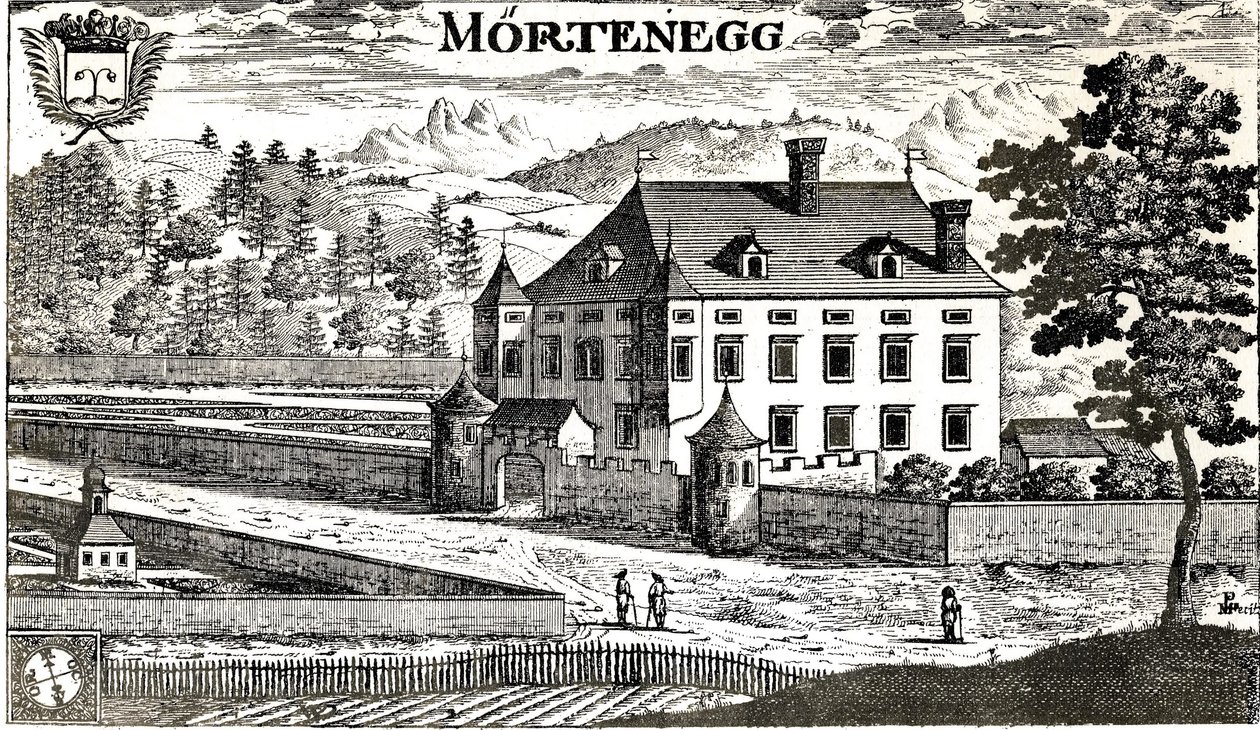 Hrad Moertenegg v roce 1680 v korutanském městě Villach v Korutanech / Rakousko / Evropská unie od Johann Weikhard von Valvasor