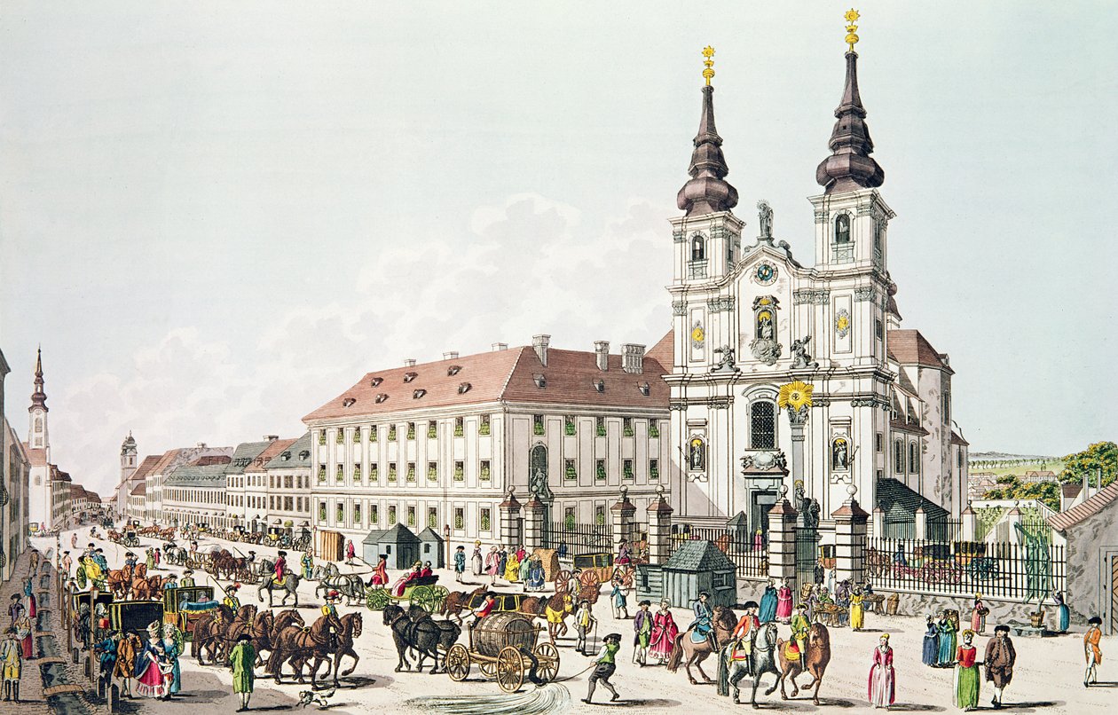 Farní kostel a klášter Mariahilf, Vídeň, 1783 od Johann Ziegler