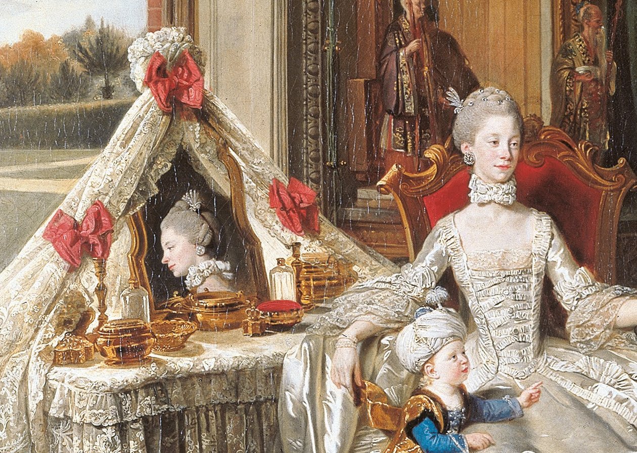 Královna Charlotte 1744-1818 se svými dvěma nejstaršími syny od Johan Joseph Zoffany