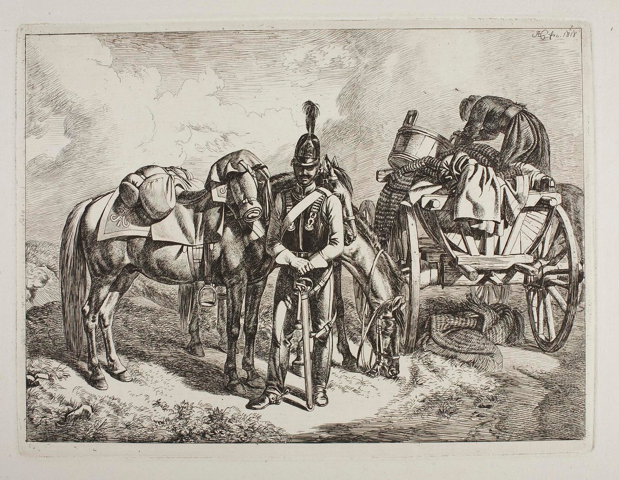 Rakouský dragoun u vozu od Johann Adam Klein
