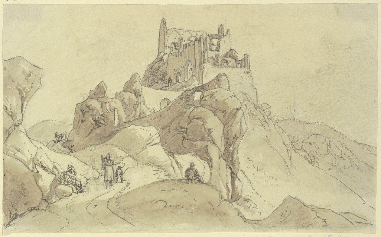 Zřícenina hradu od Johann Adam Klein