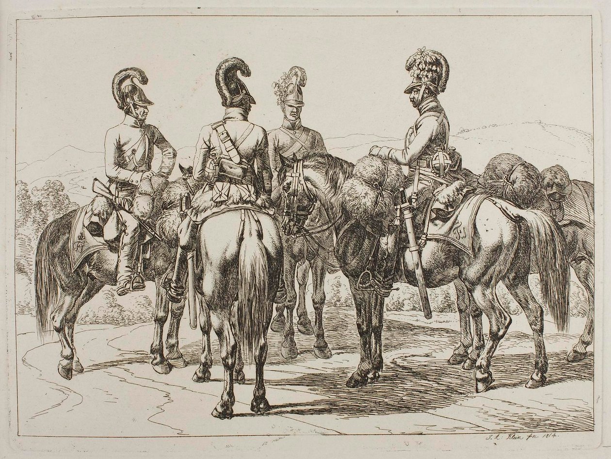 Dragouni na koních od Johann Adam Klein