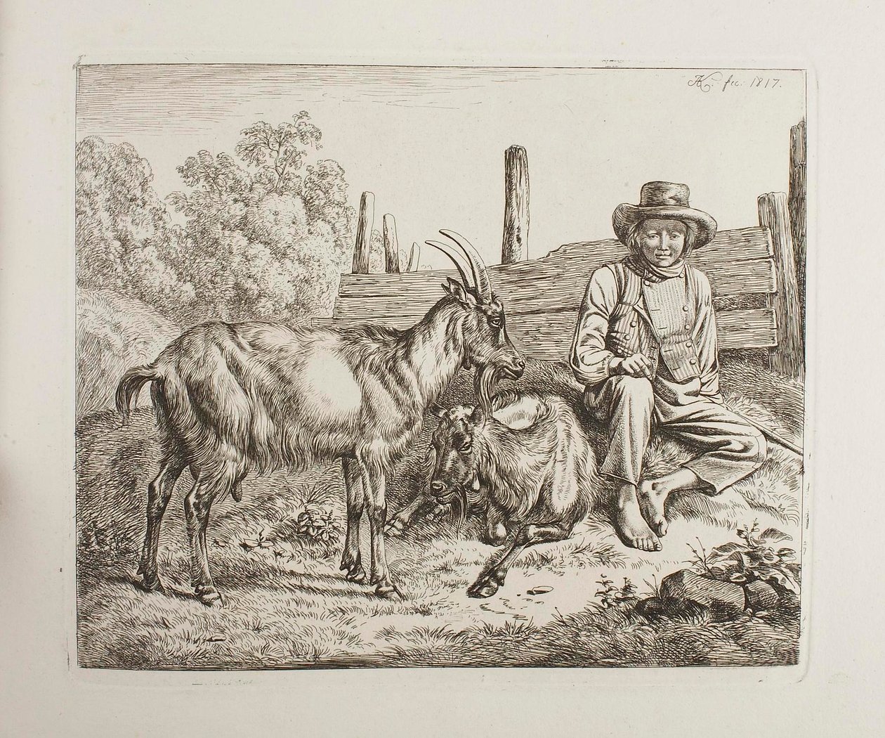 Pastevec s kozami od Johann Adam Klein