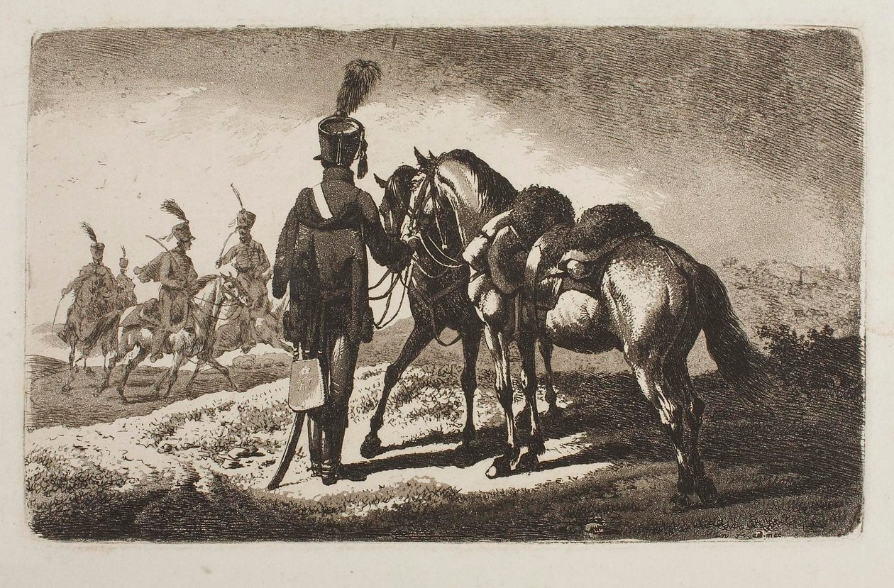 Husar s koňmi od Johann Adam Klein