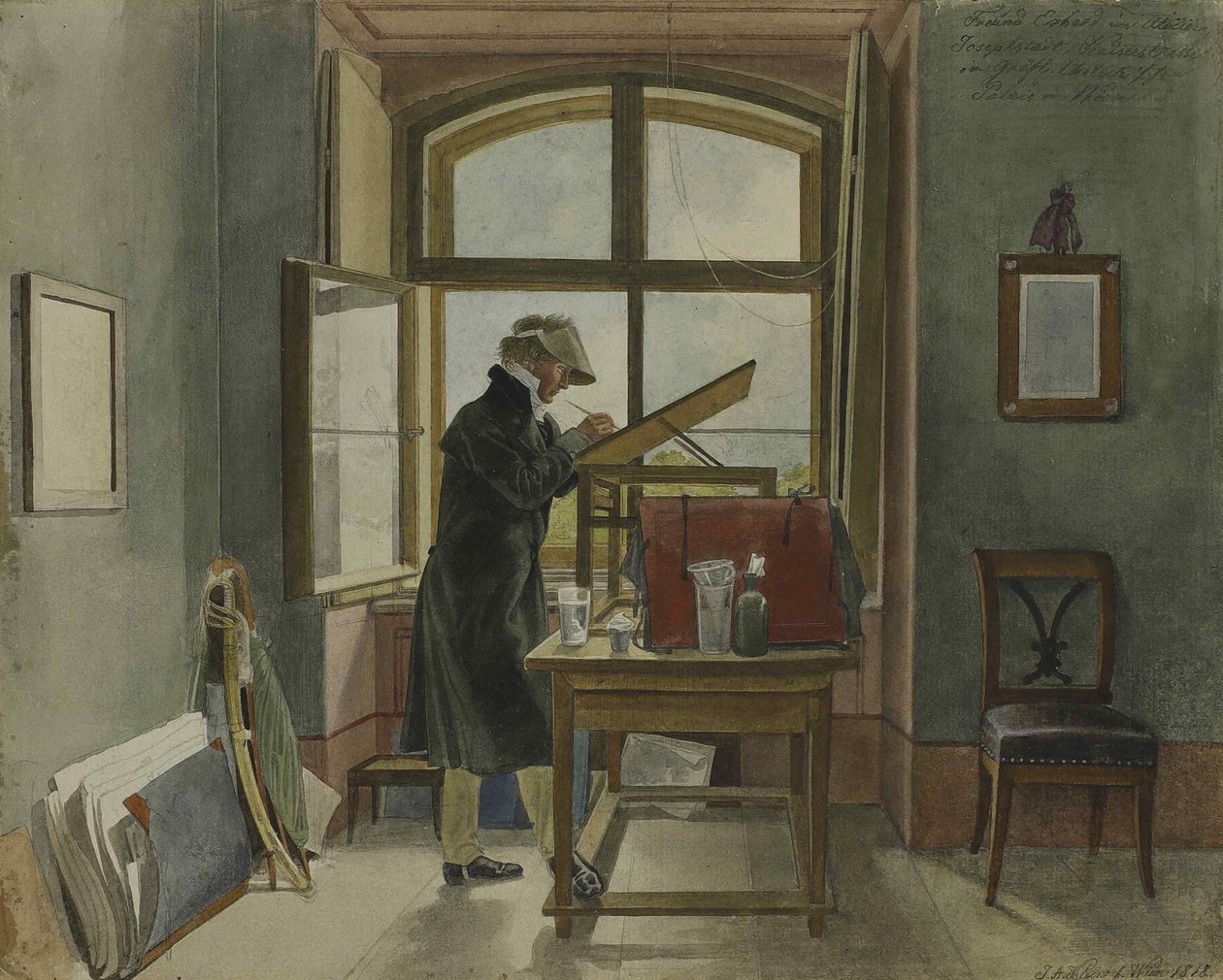 Johann Christoph Erhard ve svém ateliéru, 1818. od Johann Adam Klein