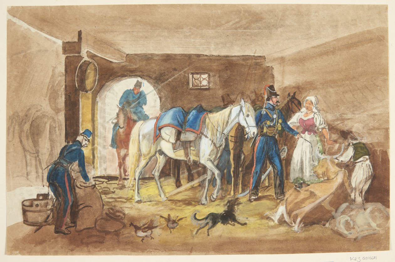 Kavaleristé ve stáji od Johann Adam Klein
