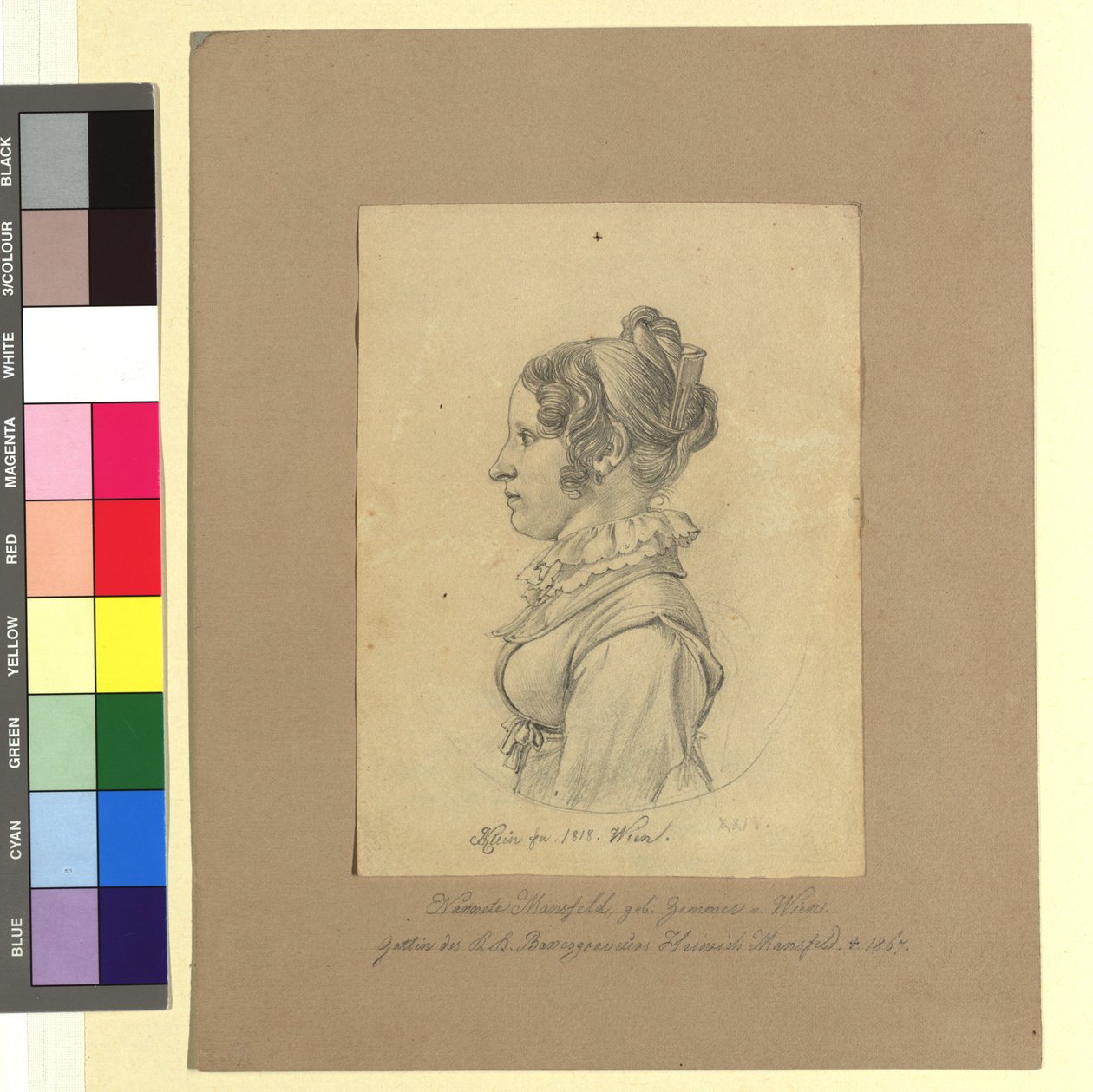 Nannete (Anna Maria) Mansfeldová, rozená Zimmerová (manželka Heinricha Josefa Mansfelda, mědirytce a rytce) od Johann Adam Klein