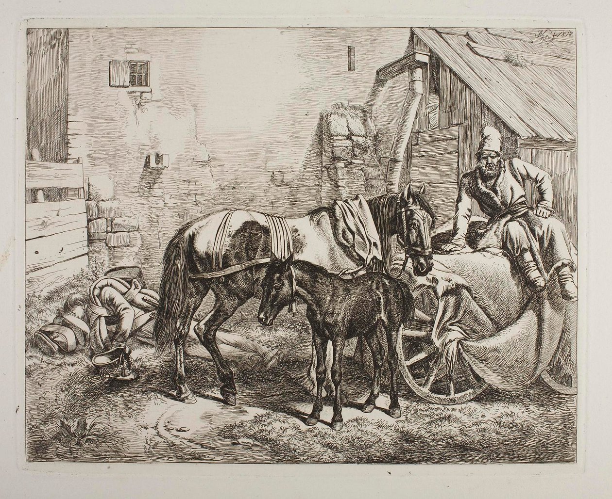 Ruský vozík na zavazadla před domem od Johann Adam Klein