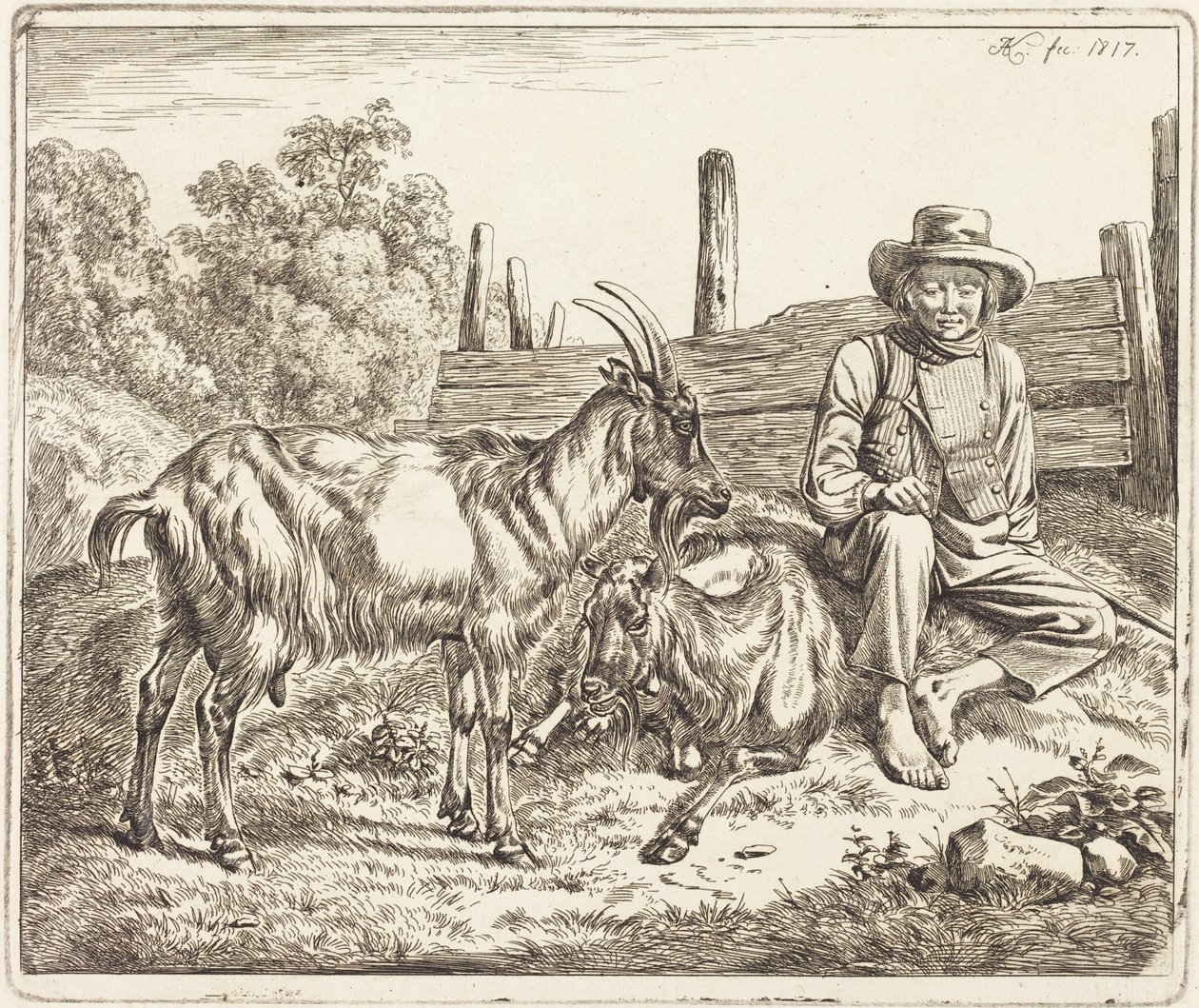 Pastýřský chlapec se dvěma kozami od Johann Adam Klein
