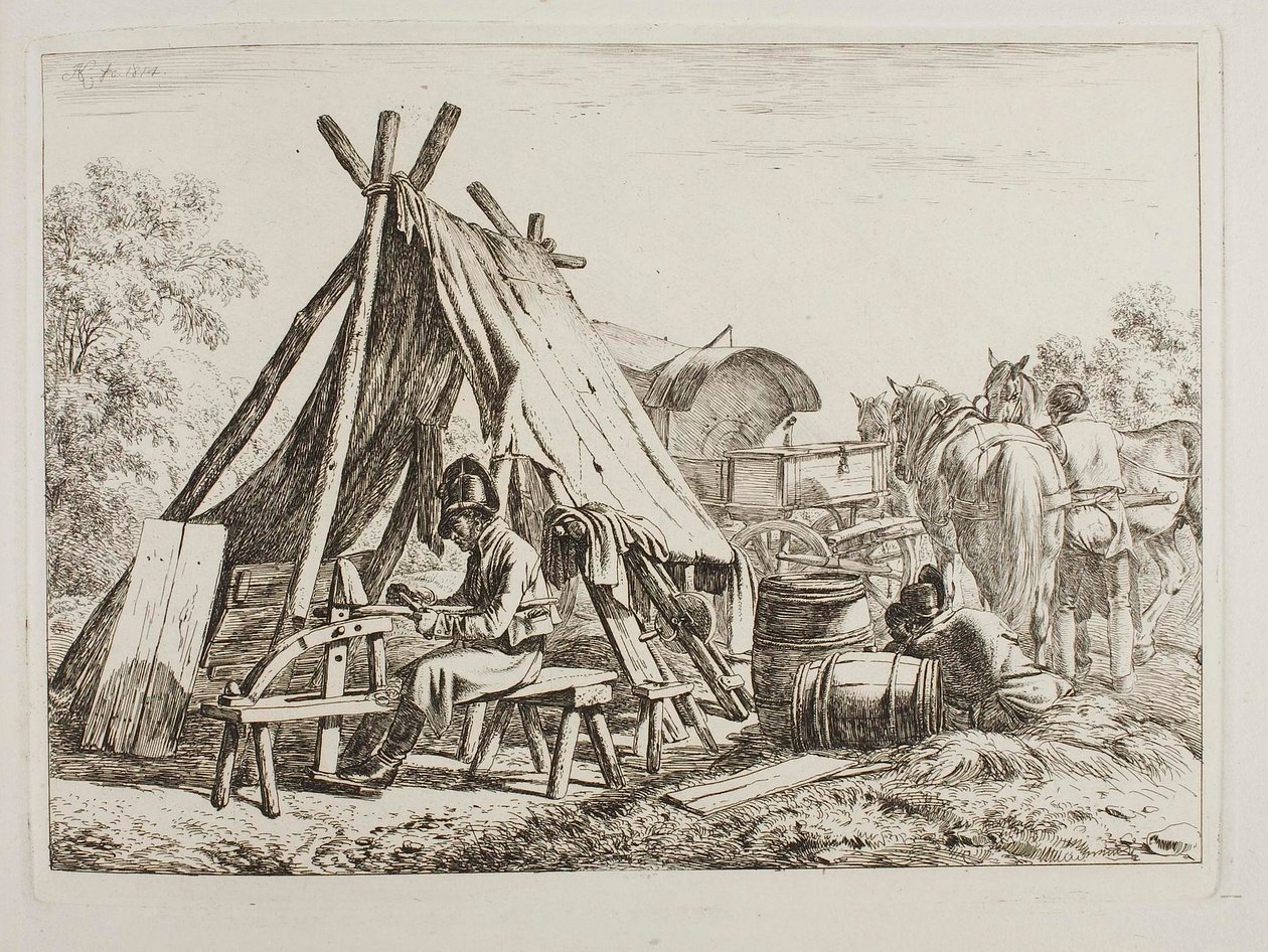 Vojáci ve vojenském táboře od Johann Adam Klein