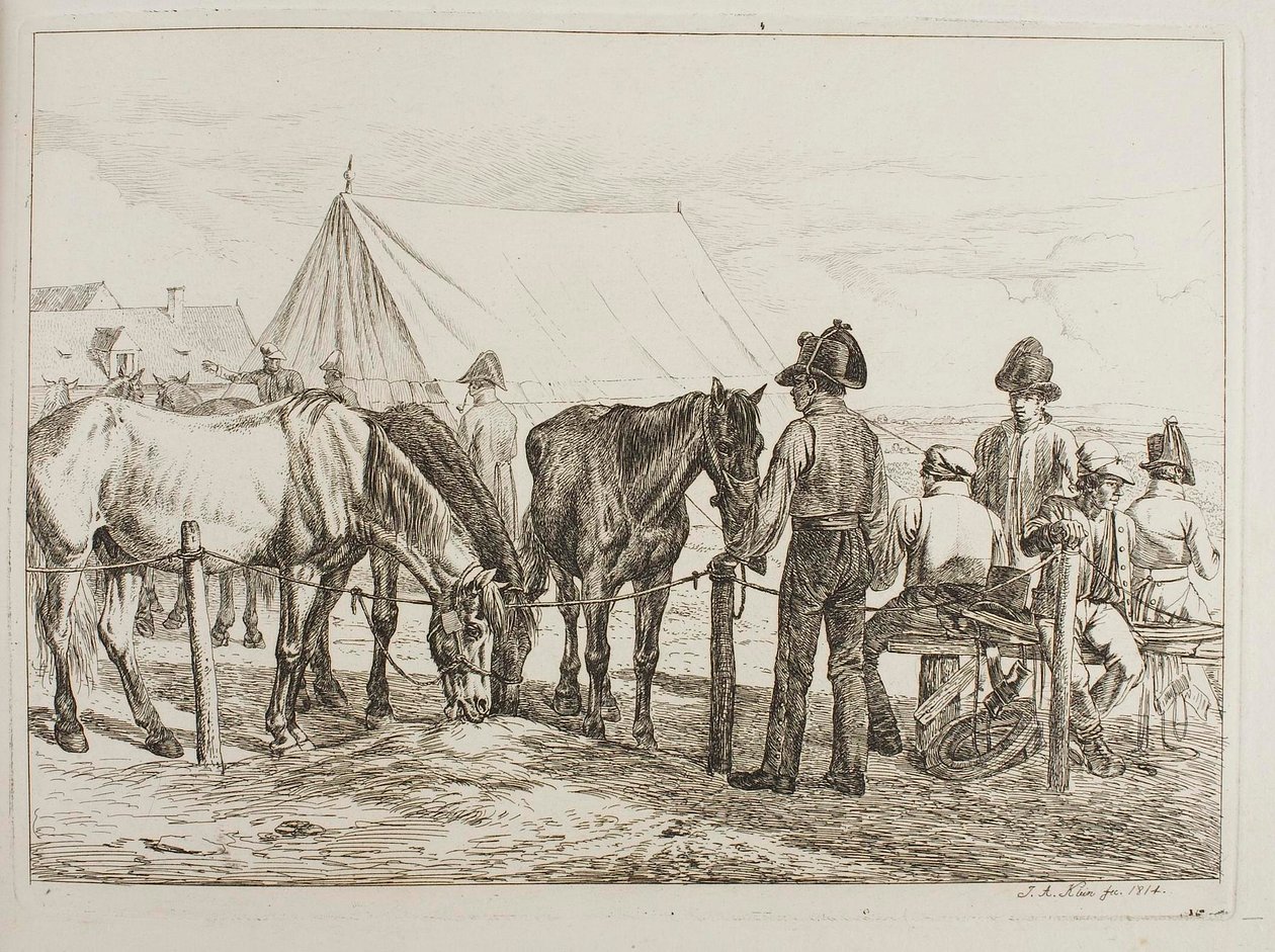 Vojáci ve vojenském táboře od Johann Adam Klein