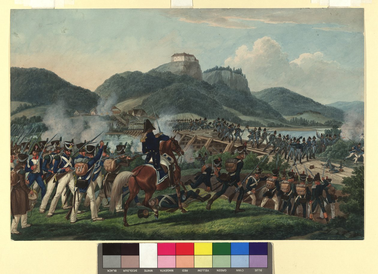 Přechod rakouských vojsk pod velením barona Hillera u Hollenburgu na Drávě dne 19. září 1813 od Johann Adam Klein