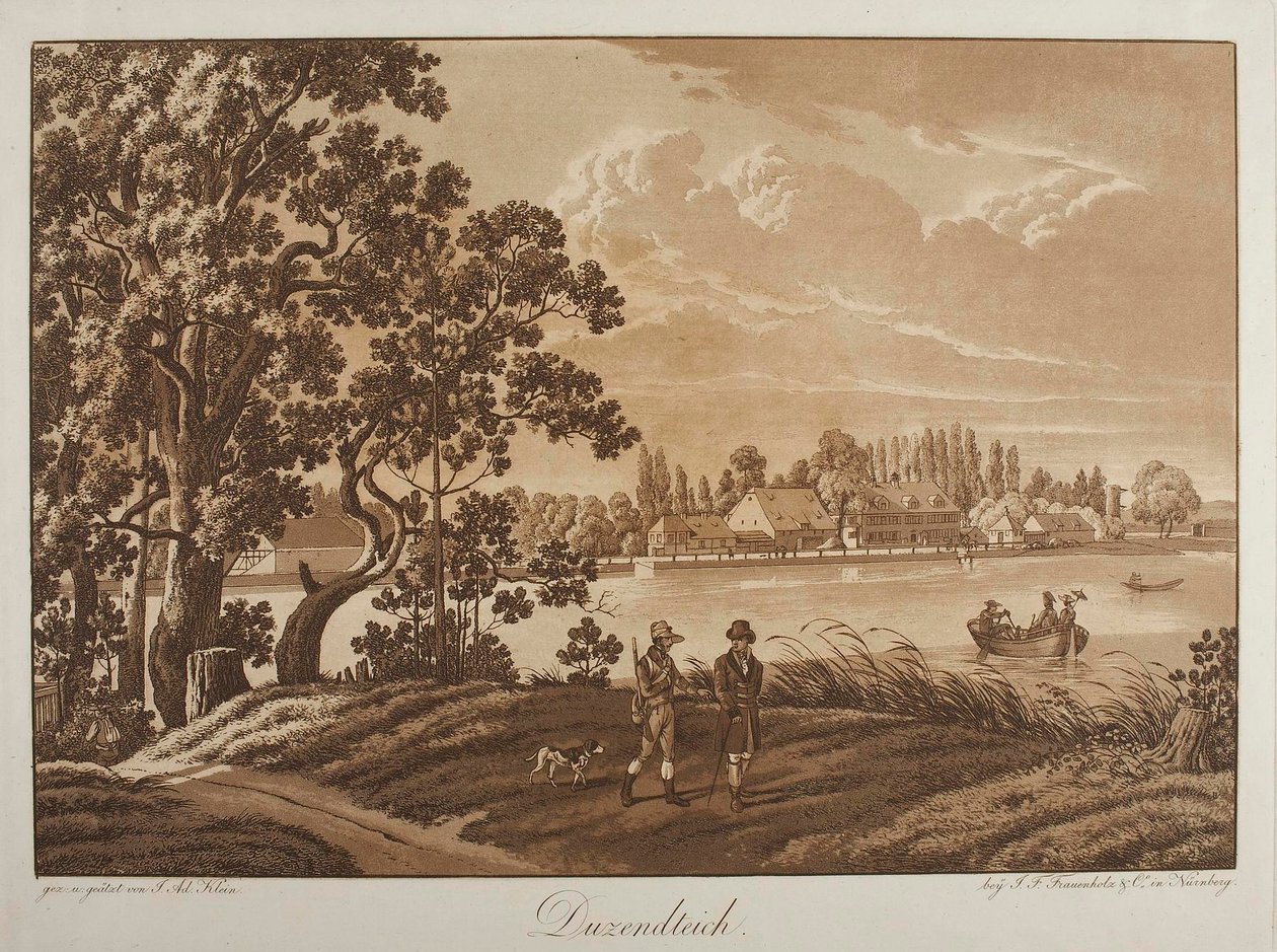 Pohled na Duzendteich nedaleko Norimberku od Johann Adam Klein