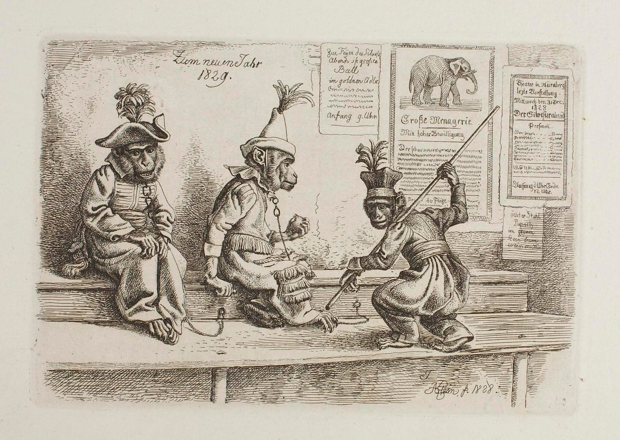 K novému roku 1829. Opice od Johann Adam Klein