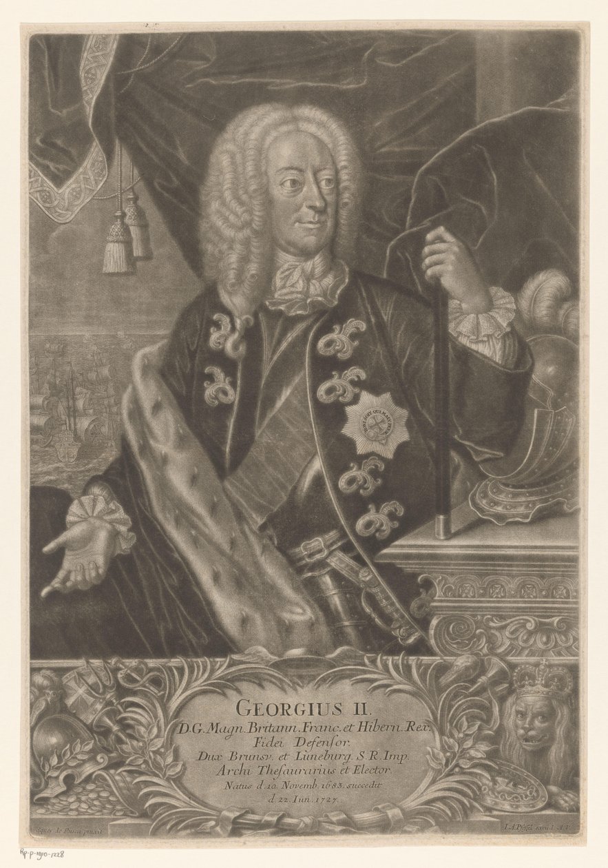 Portrét Jiřího II., krále Velké Británie od Johann Andreas Pfeffel (der Jüngere) (possibly)