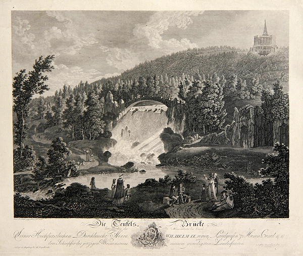 Ďáblův most, ryl J. Schroeder (mědiryt) od Johann August (after) Nahl