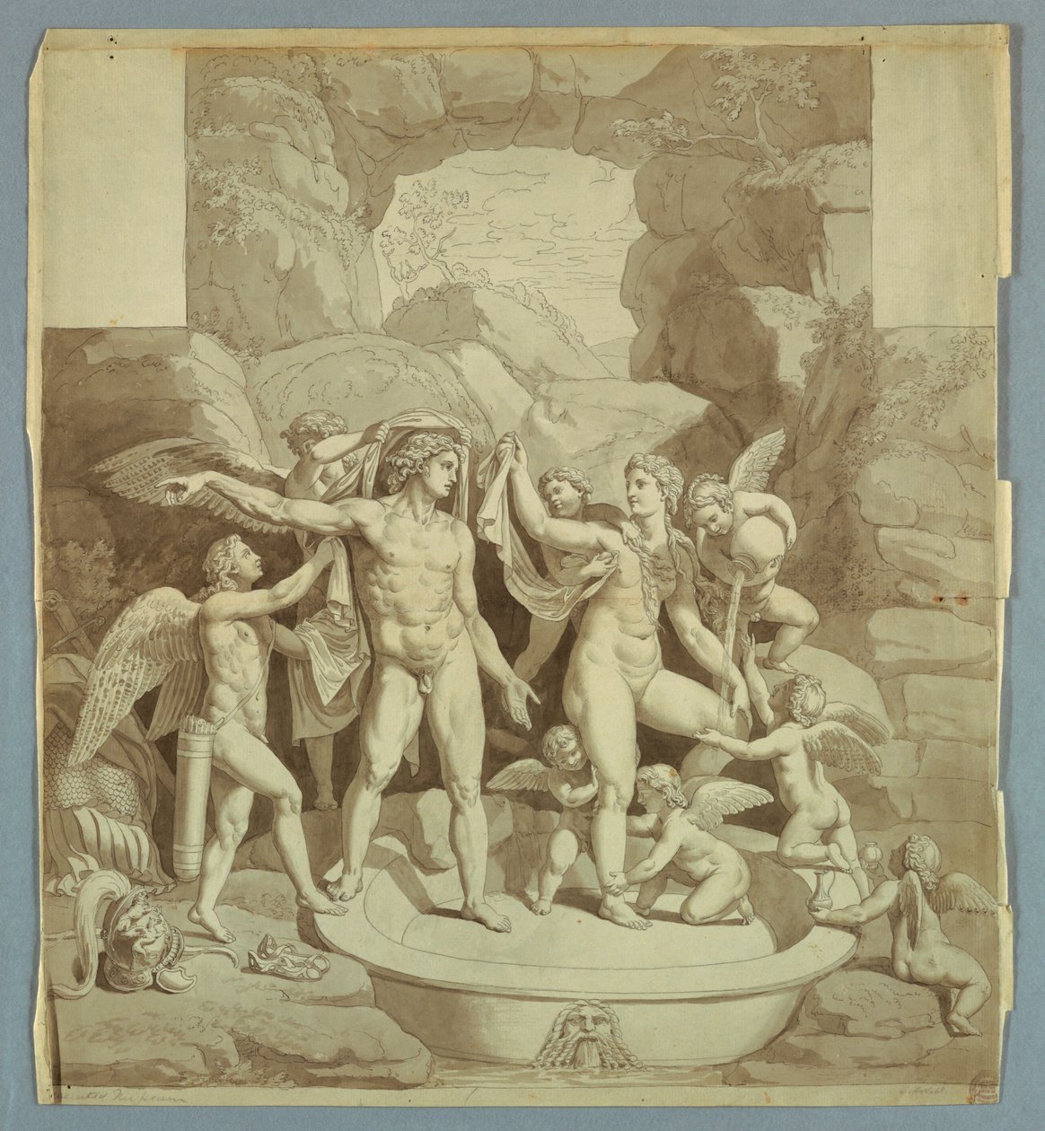 Mars a Venuše se připravují na svatbu Amora a Psyché od Johann August Nahl the Younger