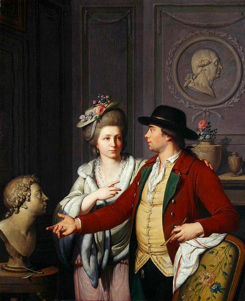 Samuel Nahl ukazuje své nevěstě bustu svého bratra od Johann August the Younger Nahl