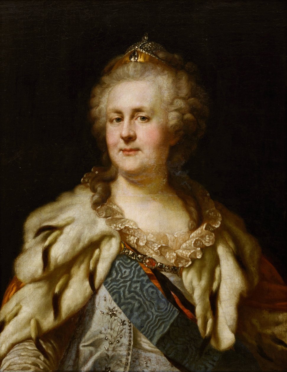 Portrét císařovny Kateřiny II. (1729-1796) par Lampi, Johann-Baptist von, starší (1751-1830). Olej na plátně od Johann Baptist I Lampi