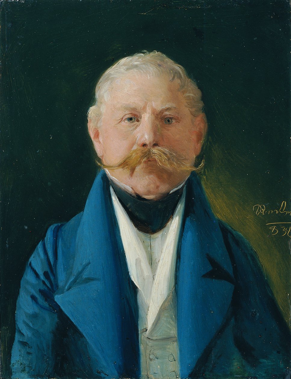 Gentleman v modrém kabátě a bílé vestě od Johann Baptist Reiter