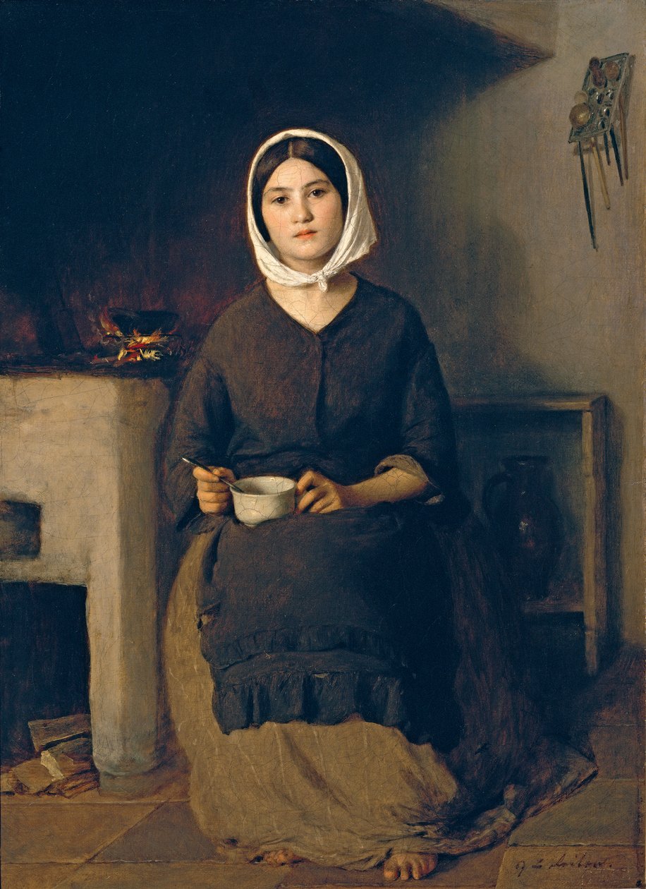 Sedící žena v selské kuchyni od Johann Baptist Reiter