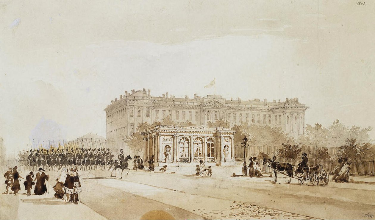 Pohled na Anichkov palác v Petrohradě, 1843 od Johann Baptist Weiss