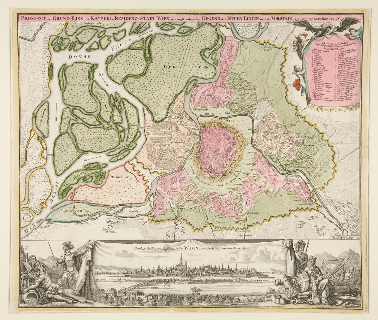 Mapa Vídně od Johann Baptista Homann